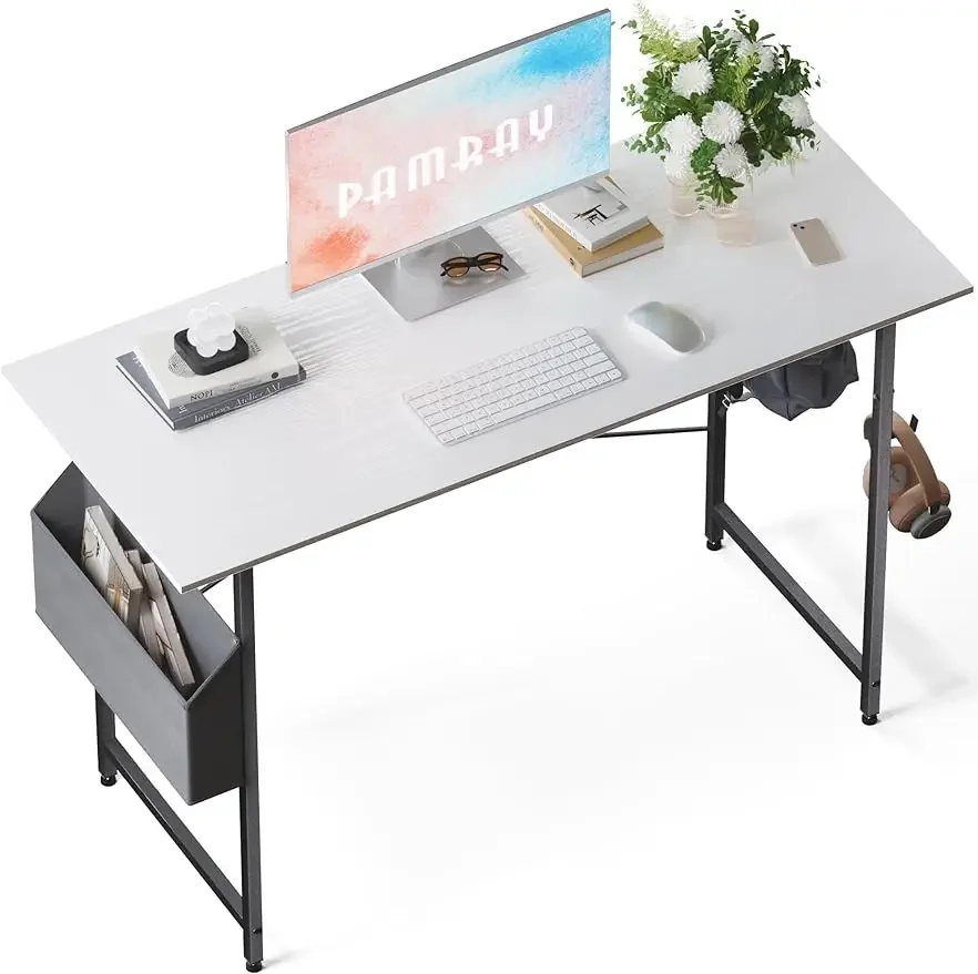 

Pamray 47 Inch Computer Desk for Small Spaces with Storage Bag, Home Office Work Desk with Headphone Hook