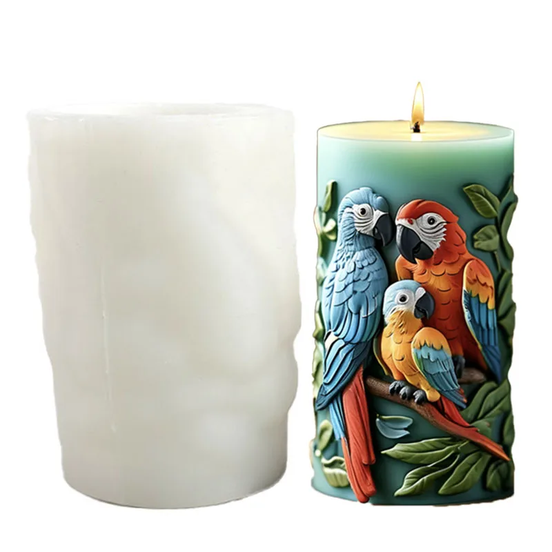 Tropical Rainforest Parrot Mold Silicone, Exquisite Craftsmanship, Complex Patterns, Suitable for Resin, Plaster, and Candles