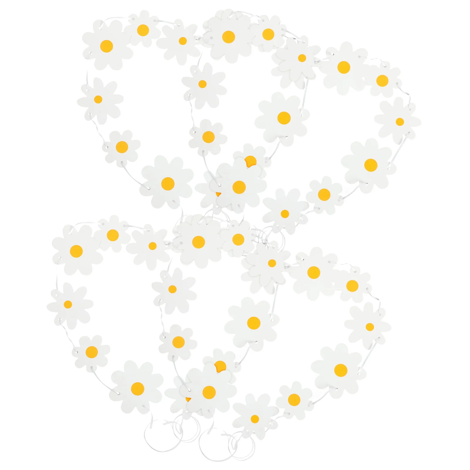 

4 Pcs Daisy Decorations Little Pulls The Flag Birthday Banner Garland White Paper