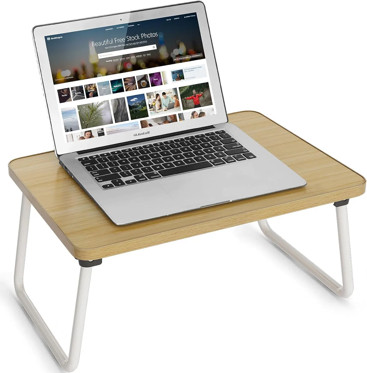 

Portable Lap Desk with Folding Legs for Bed or Couch, Lightweight Mini Table for Laptop, Reading and Writing in Beige