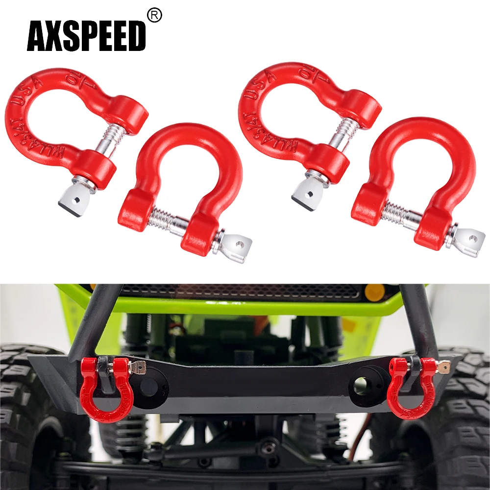 AXSPEED 4 pièces en alliage d'aluminium pare-chocs remorque crochets sauvetage manilles de remorquage pour TRX-4 Axial SCX10 1/10 RC inoler voiture modèle pièces