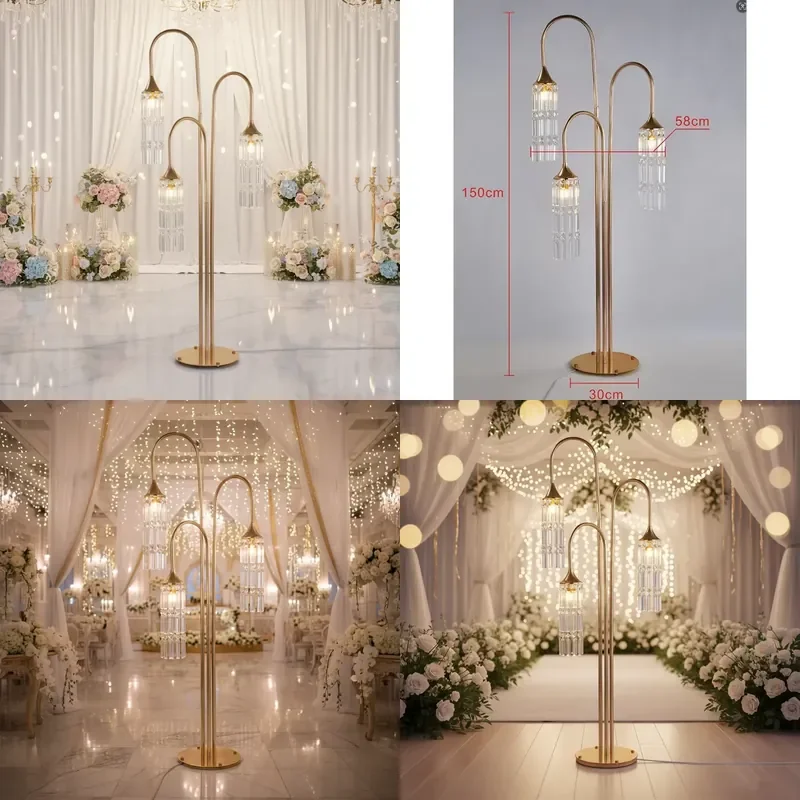 for Wedding Stage Acrylic Gold  Floor Lantern Three Head Street Light Modern Event Decoration 220v