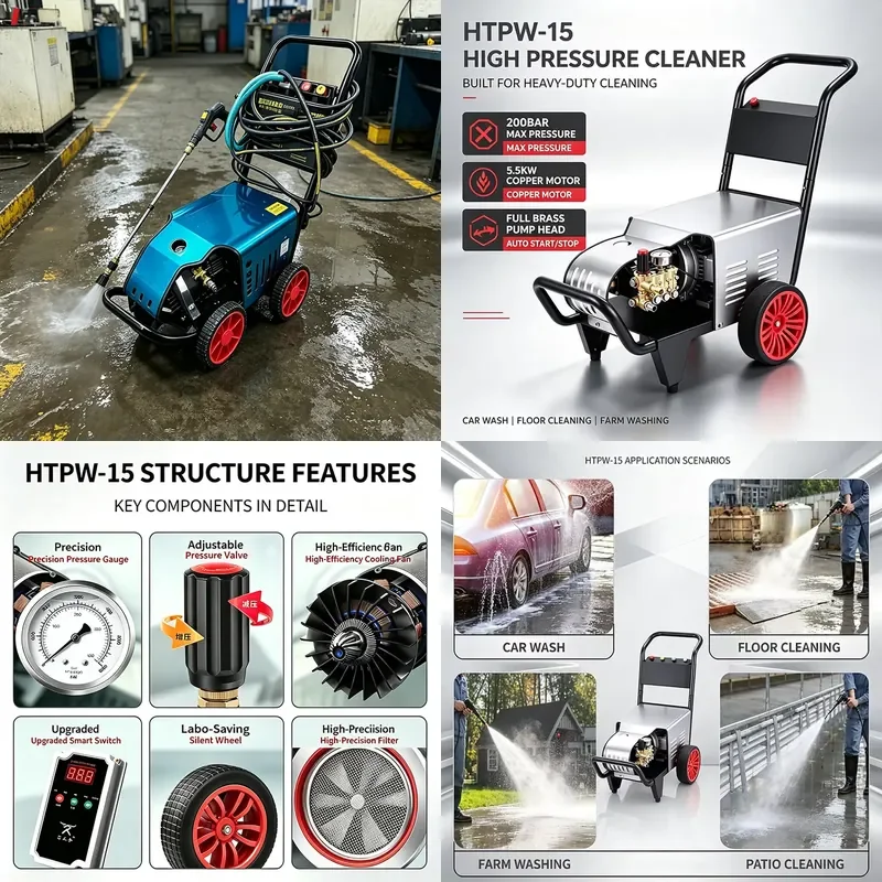 High Pressure Washer Commercial Cart Type Tool with Copper Motor for Ground Cleaning of Farm Animals