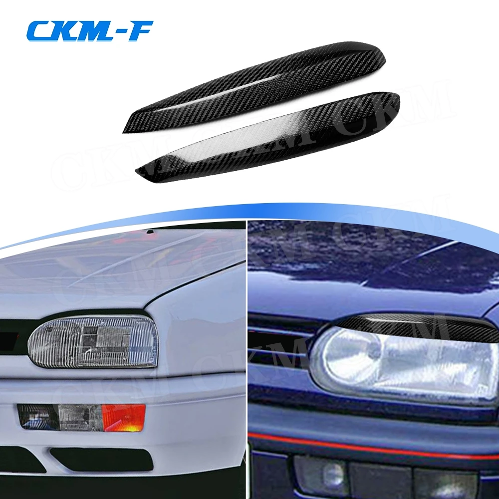 Car Carbon Fiber Front Bumper Headlights Eyebrow Eyelid Trim Cover Sticker Bodykit Accessory for Volkswagen Golf 3 MK3 1992-1999