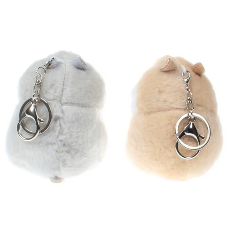 Kids Kawaii Cute Soft Plush Cartoon Animal White/Khaki Small Hamster Toy Doll Key Ring Handbag Backpack Car Decor Trinket