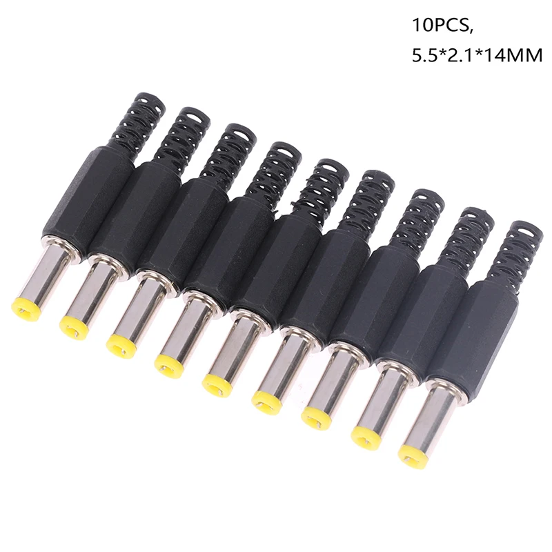 10PCS High Quality DC Power Male Plug 5.5*2.1*14MM Adapter Connector Plug  Welded DC Head