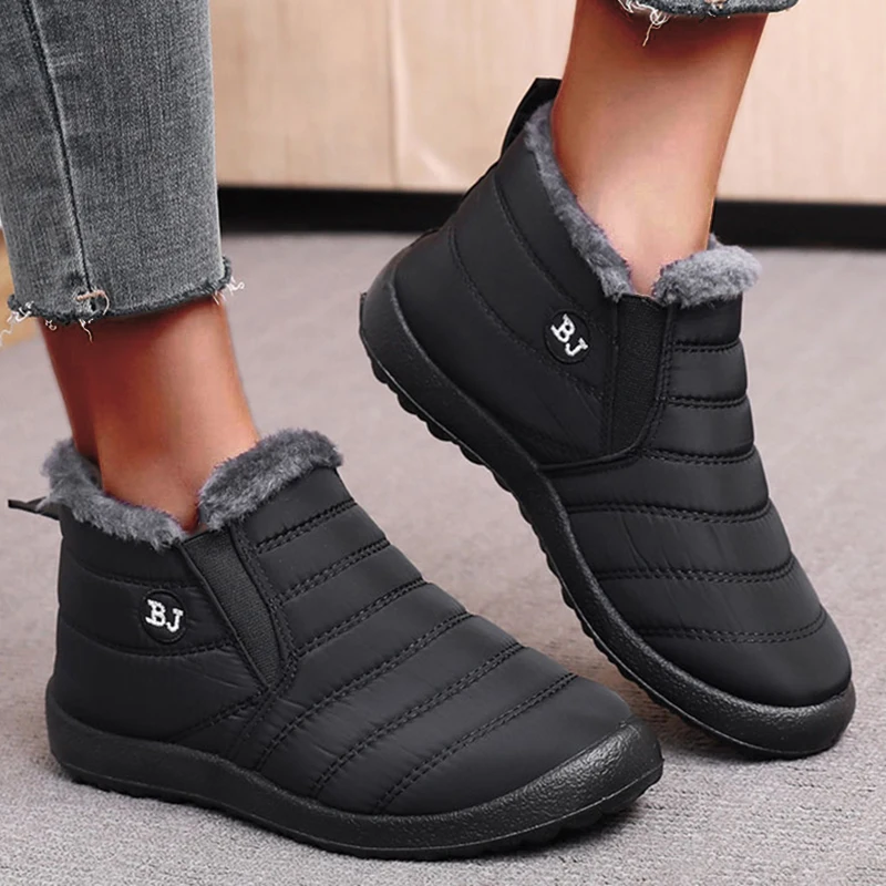 Winter 2024 Sneakers Women Shoes Waterproof Ankle Chunky Sneakers Slip On Shoes Ladies Thick Fur Vulcanize Mujer Shoes Woman