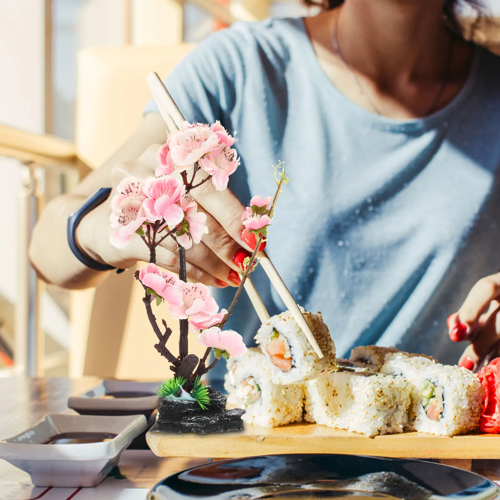 

Artificial Sushi Decoration Lifelike Flower Ornament For Japanese Restaurant Dish Decor Sushi Serving Plate Accessories