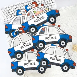 10Pcs Police Car Construction Truck Bulldozer Excavator Fire Engine Shape Candy Cookie Bags Kid Birthday Party Gift Zipper Bags