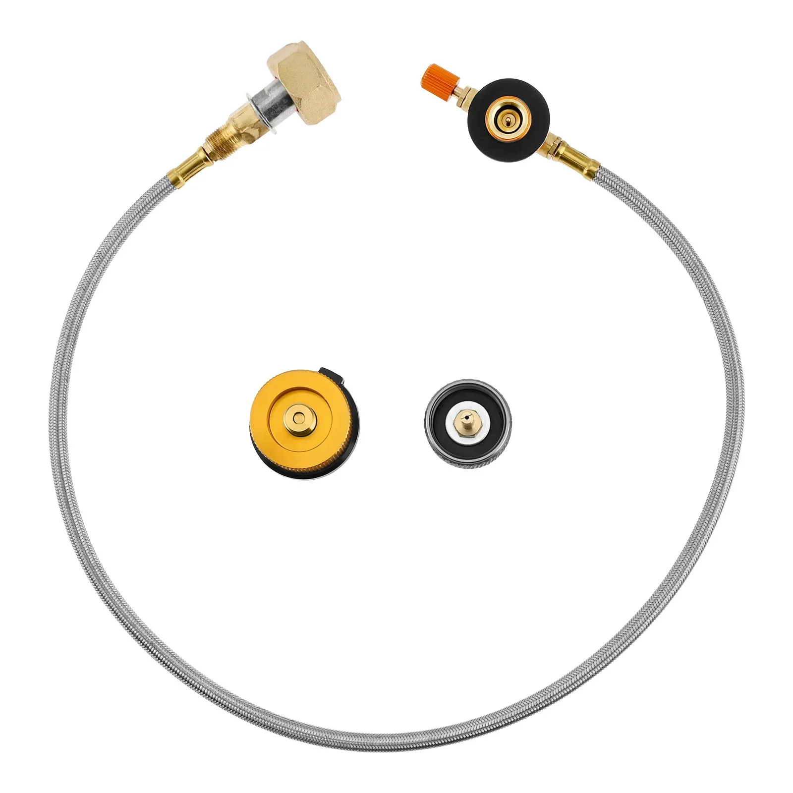 

5 шт./1 комплект, газовая плита для кемпинга, адаптер для заправки пропана, длинные/плоские газовые баки для сжиженного нефтяного газа + карта, хорошее выпускное отверстие газа, накачивающие клапаны для походов на открытом воздухе