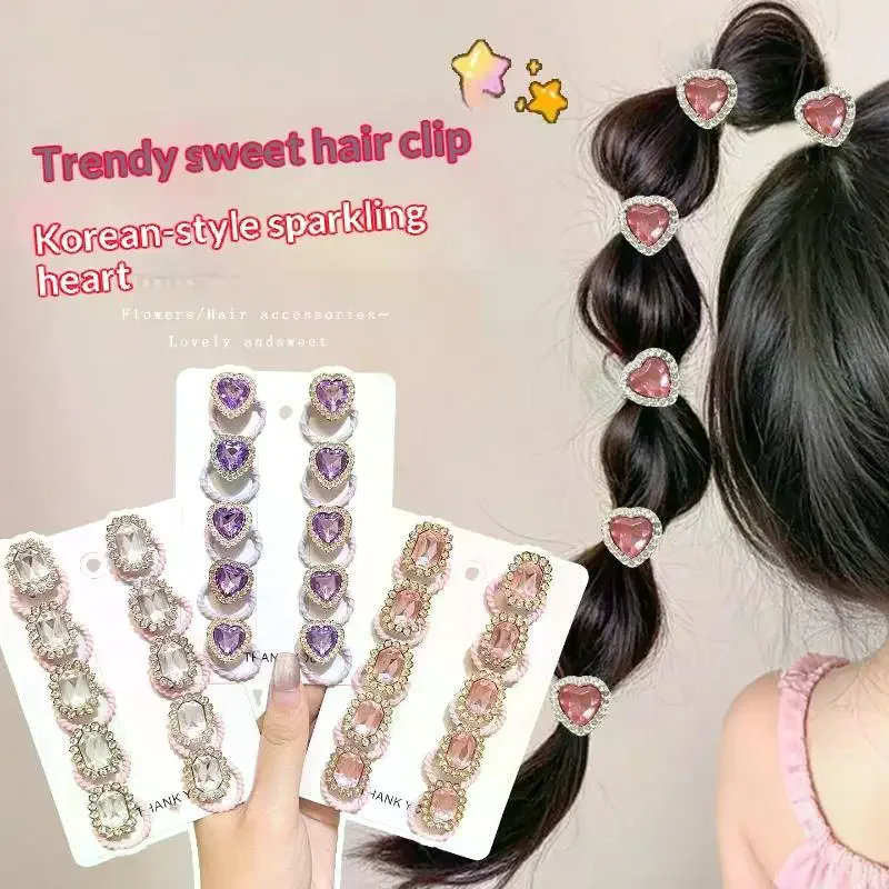10Pcs Cartoon Star Heart Elastic Hair Ropes Colorful Hair Ties Cute Hair Accessories For Little Girls Kids