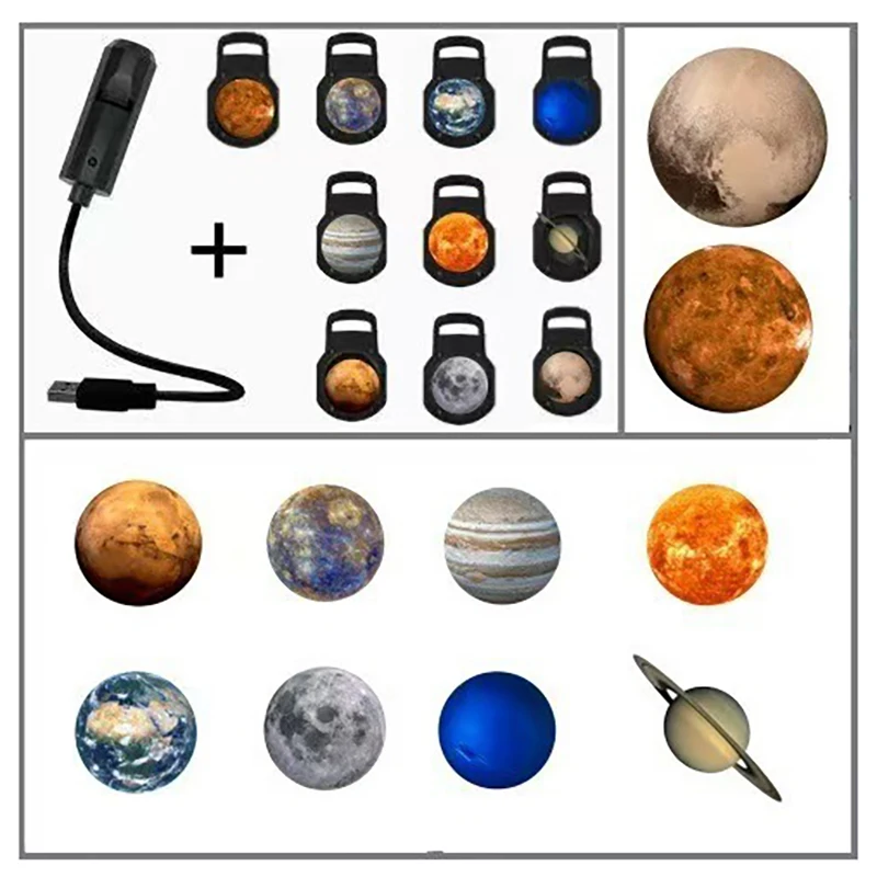 USB Starry Sky Galaxy Projection Night Light, Moon Earth Atmosphere Projector Lamp Romantic Bedroom Decor