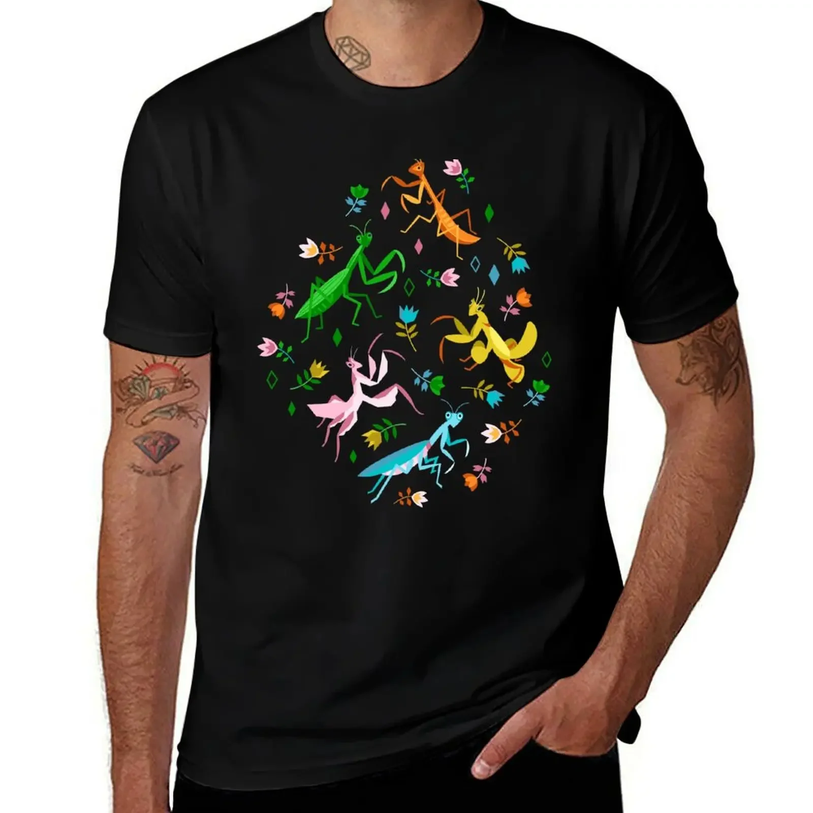 An Unordinary Array of Praying Mantises - Black T-Shirt for a boy tees heavy weight t shirts for men