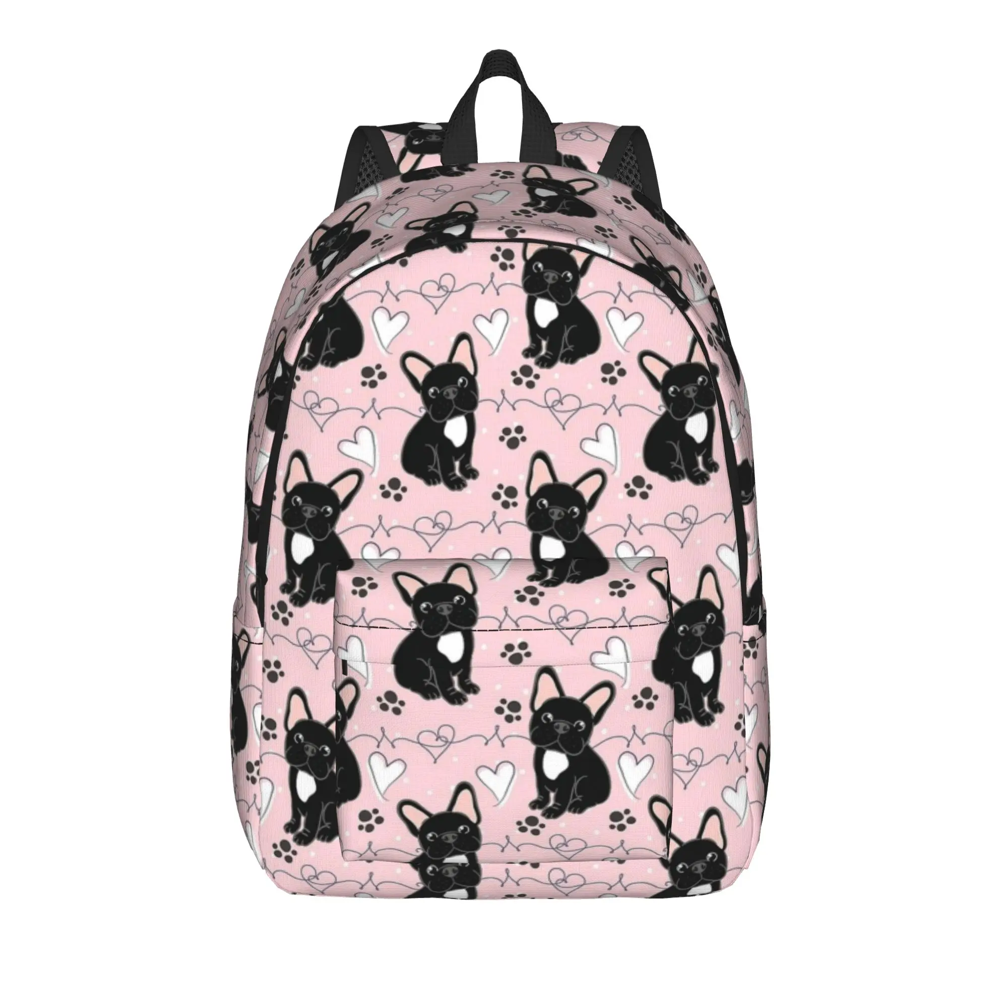 LOVE Frenchie French Bulldog Black and White Backpack Trekking Backpacks Women High Quality Breathable High School Bags Rucksack