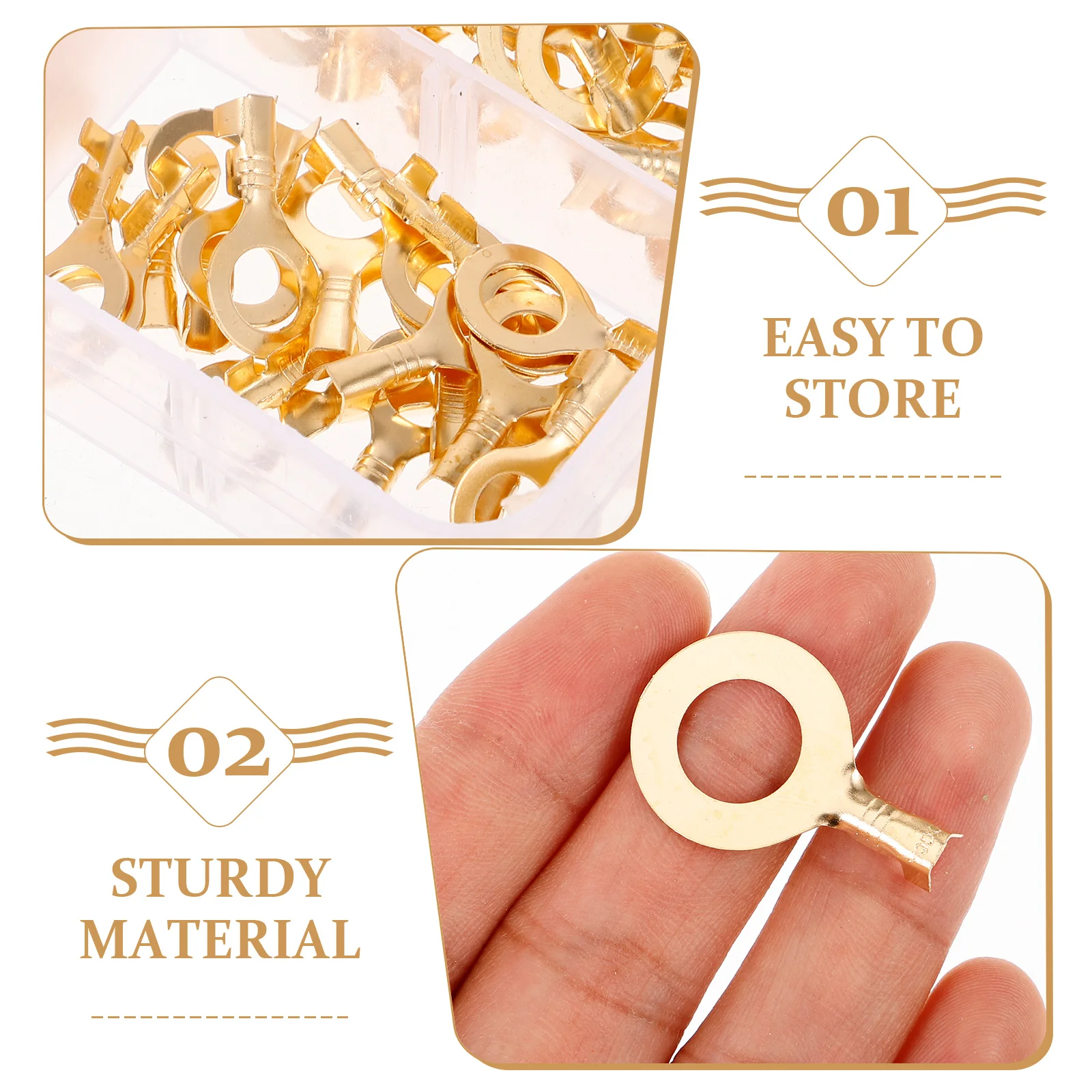 

1Set Wire Connector Terminals Ring Design Easy Install Remove Multiple Sizes High Temperature Resistance Secure Cable