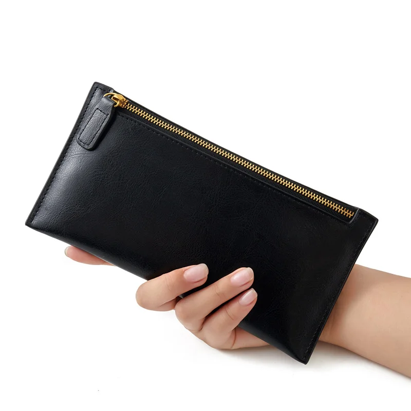 

Женский кошелек Mendy, тонкий кошелек, держатель для денег, держатель для карт, гладкий кожаный длинный кошелек на молнии, женская сумка, клатчи, карманный дизайнер