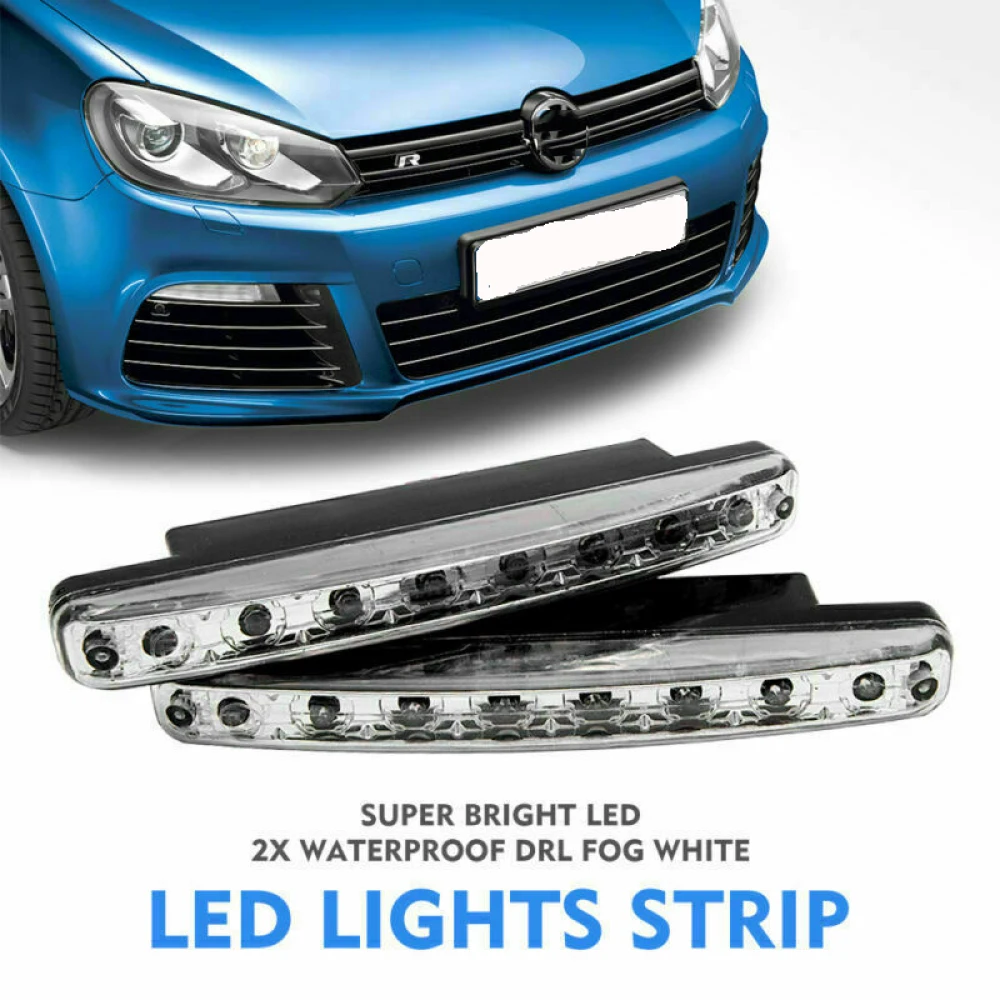 

2pcs Daytime Running Light 8 Super Bright LED Daylight DRL Fog Light 6000K Waterproof Super Bright Car Stylish Light