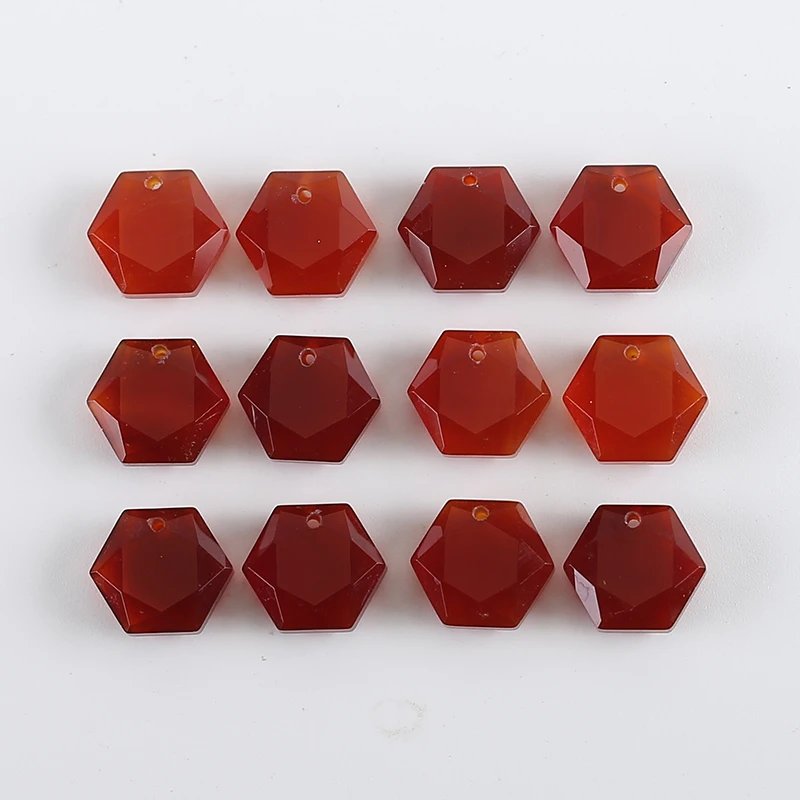 Wholesale Natural Red Agate Hexagon Faceted Earrings Beads For Jewelry Making, Fashion DIY Earring Stone Jewelry