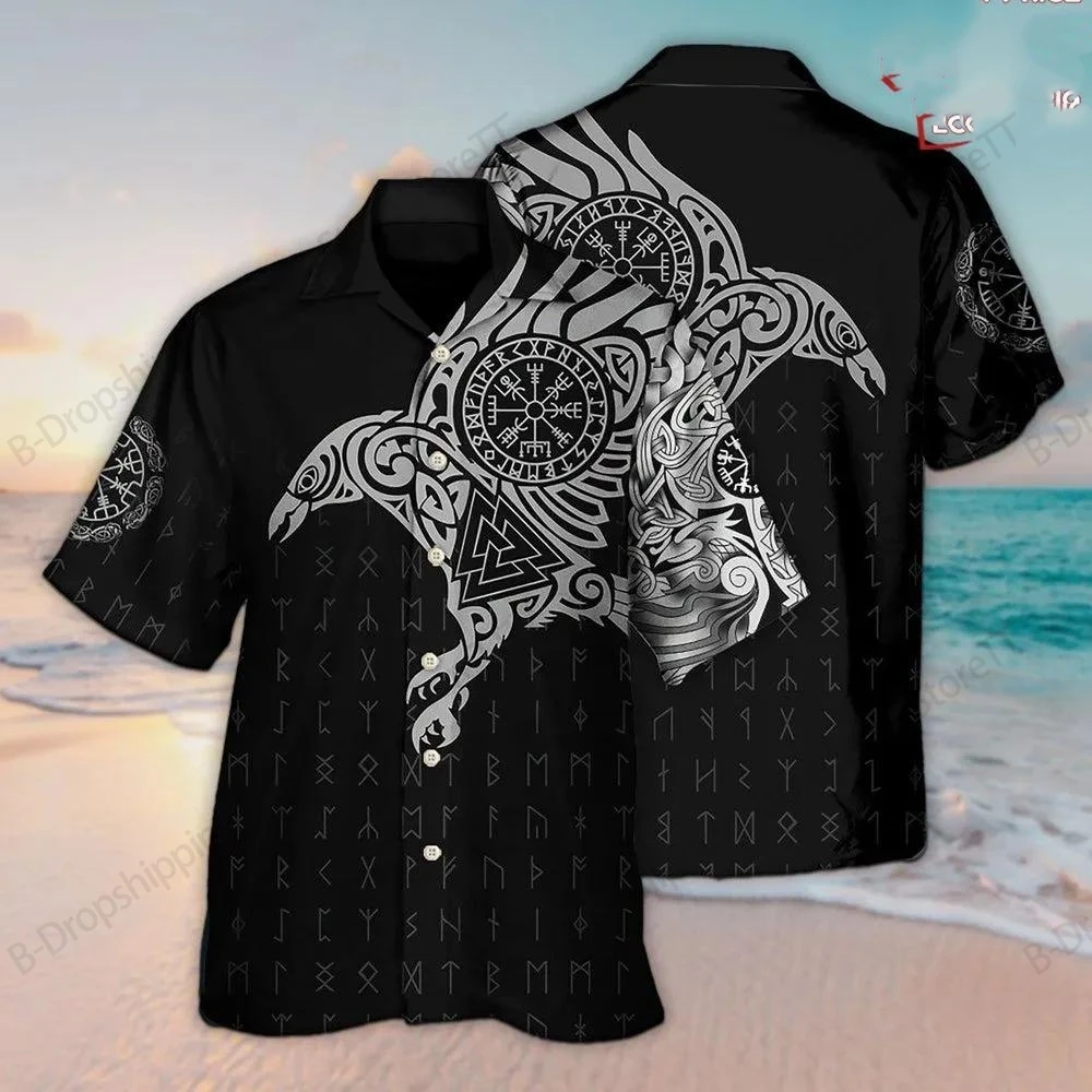 

Винтажная гавайская рубашка викингов с узором викингов, рубашки с 3D принтом для мужчин и женщин, модная пляжная рубашка с коротким рукавом, мужская блузка PlUS