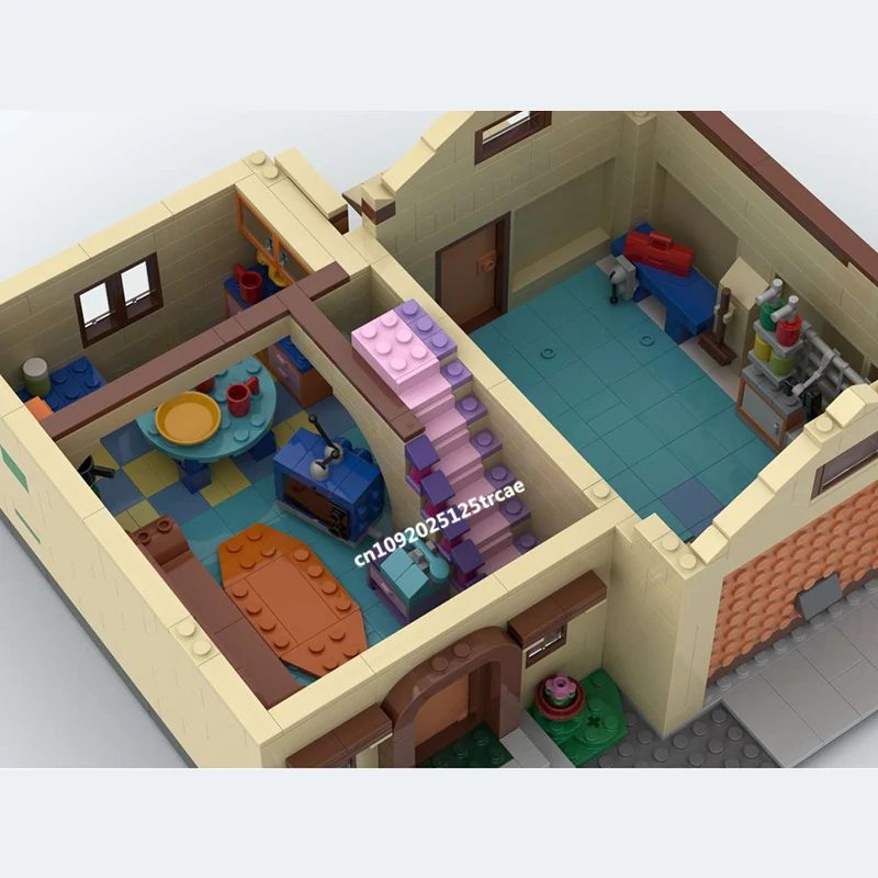 Nuevo 2036 Uds. Famosa vista de dibujos animados Moc casa Simpsoned casa Modular modelo bloques de construcción Diy Ideas creativas chico juguete regalo de cumpleaños