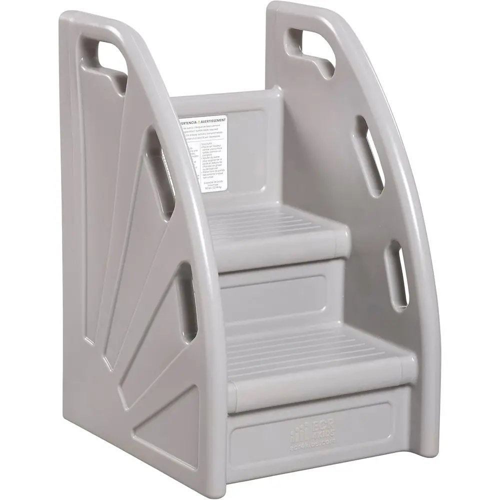 

2-Step Plastic Step Stool with Handles for Children, Grey