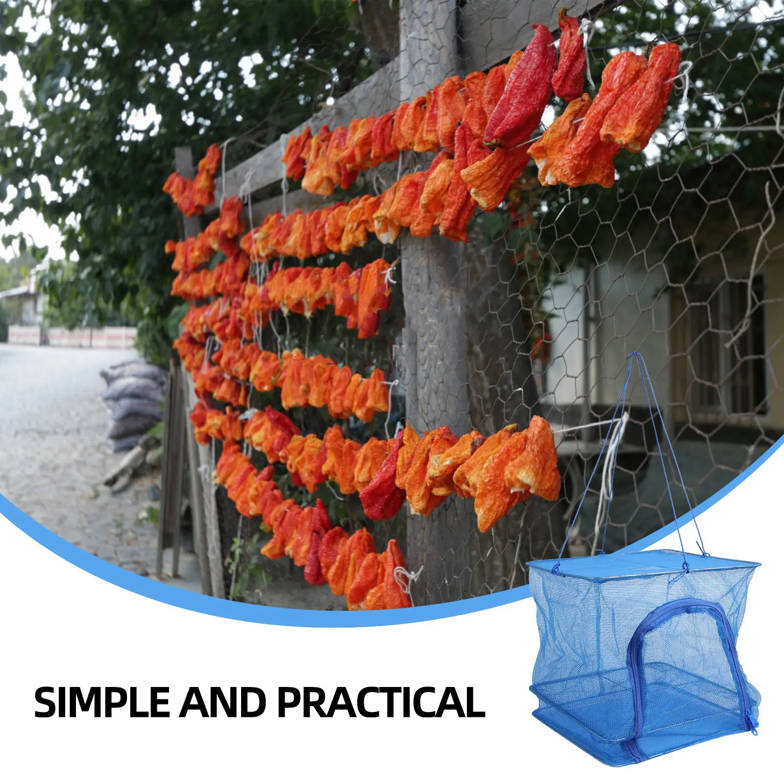 

1Pcs Hanging Drying Net for Fish Shrimp Vegetable Fruit Foldable Lightweight Drying Rack with Sturdy Hook Ceiling Mount
