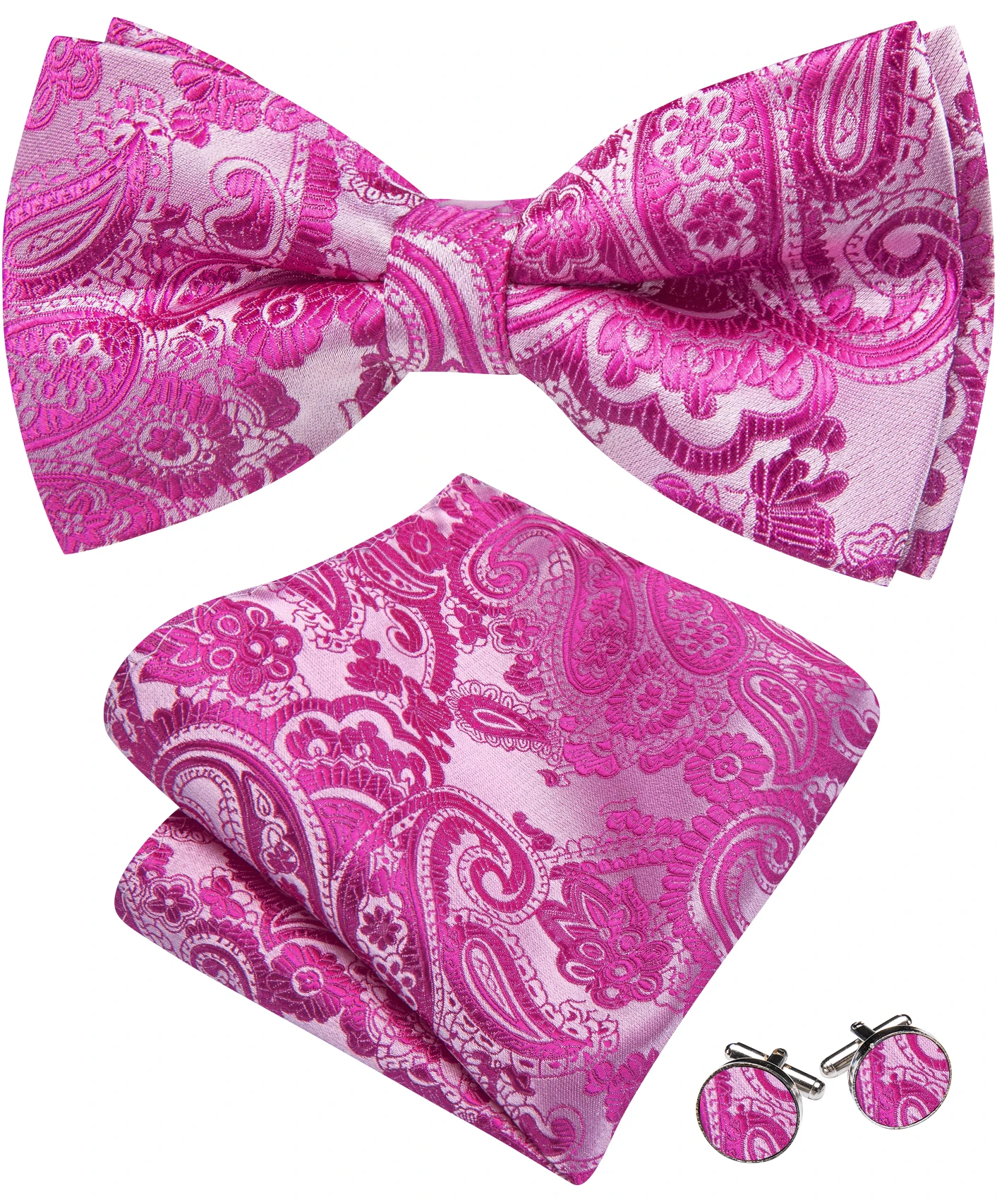 باري وانغ الجاكار رجل ربطة القوس فيونكة قبل تعادل النعناع الأخضر الوردي الأحمر بيزلي الأزهار ربطة المنديل أزرار أكمام مجموعة هدية الزفاف الرسمية #1