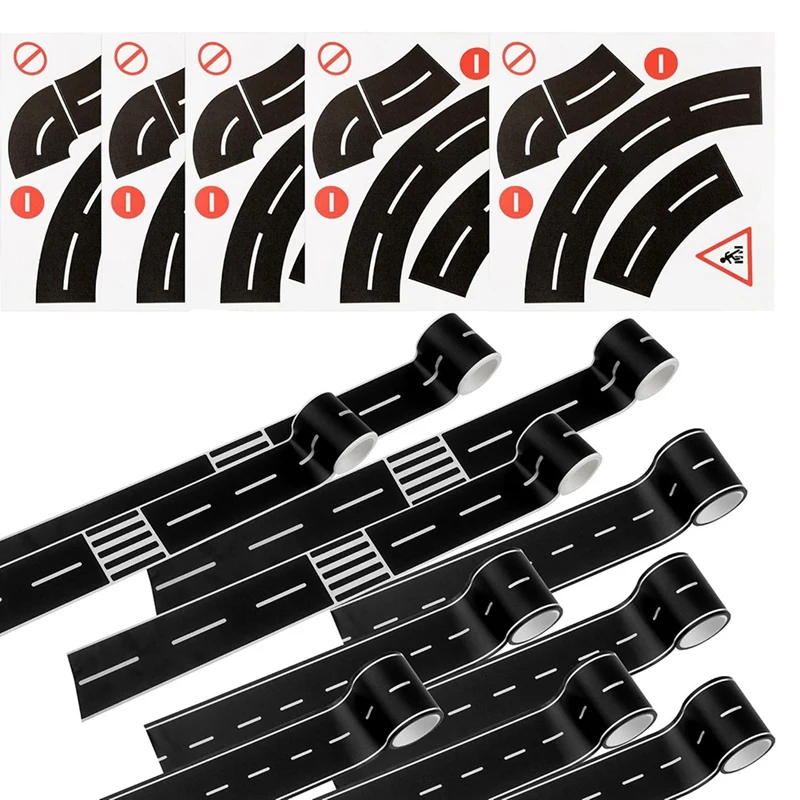 15 Pcs Road Tapes Sticker Include 10 Rolls 16.4 Feet Road Play TapeJAS
