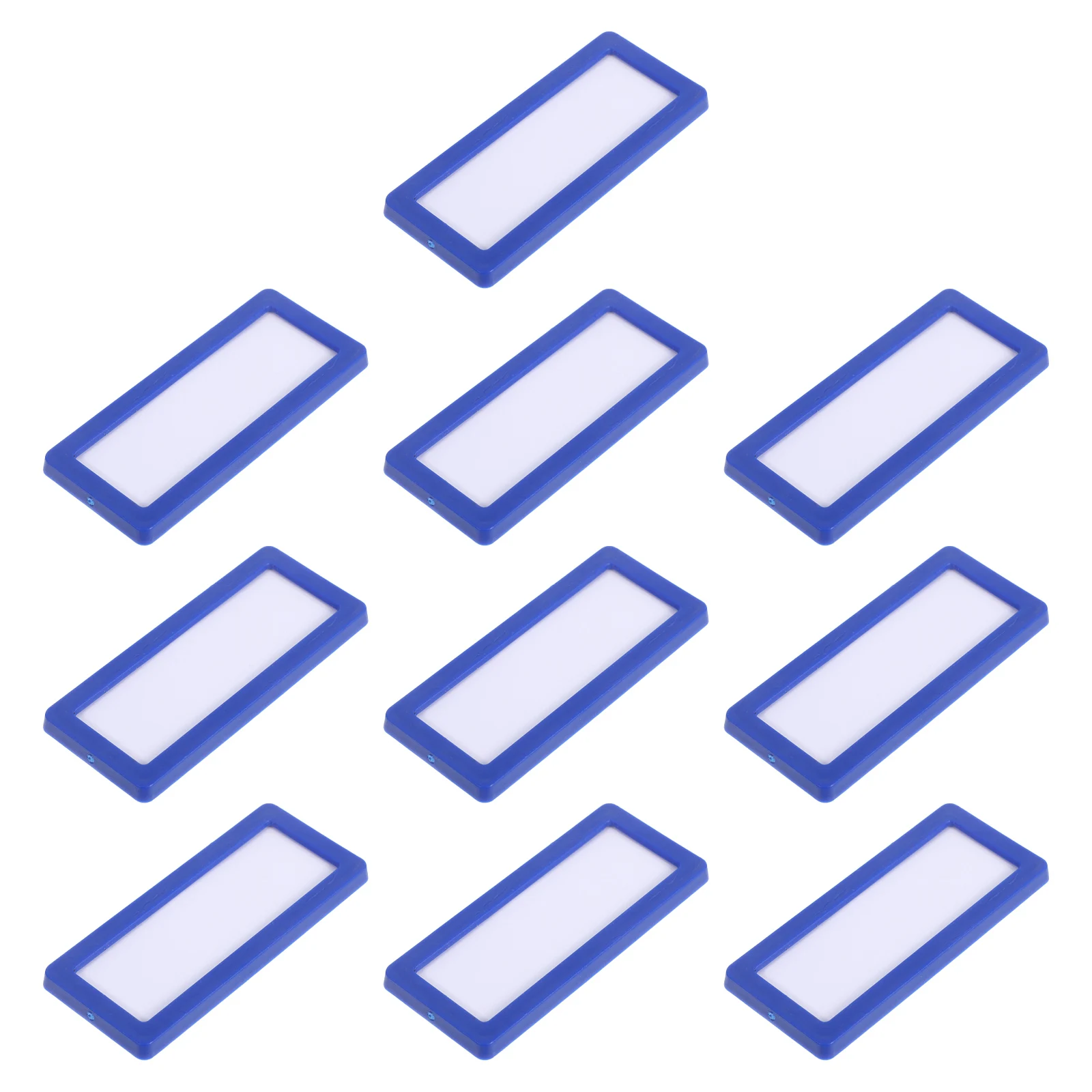 

10 pcs 7x3cm Blue Office File Tags Label Holders Insert Cards Magnet Strips Rubber Adhesive Binder Shelf Organization Name Badge