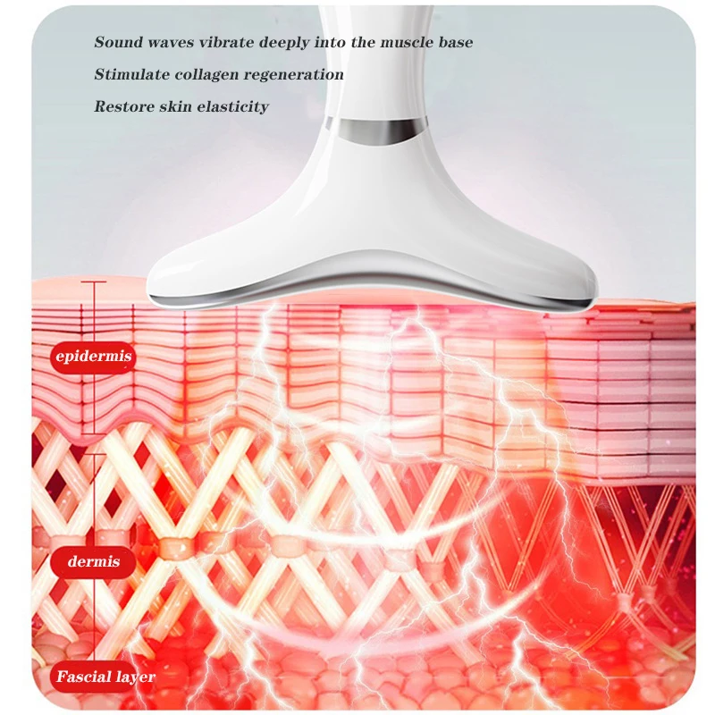 EMS Lights Face Neck Beauty Device Vibration Massage Improve Neck Lines Home Use Face Lifting Machine 3 In 1 Model Anti Wrinkles