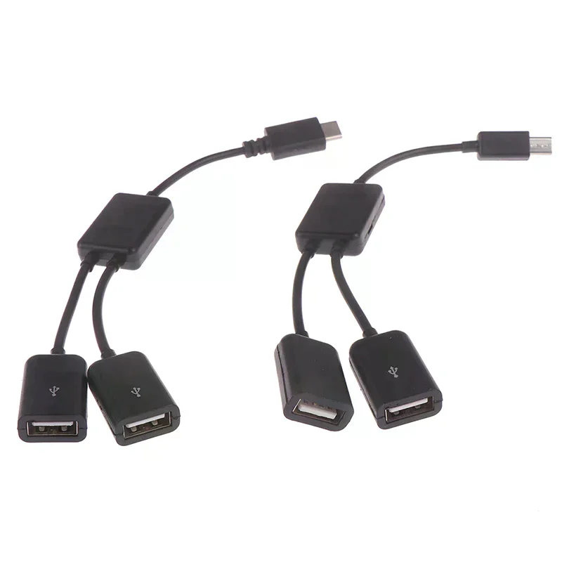 Micro usb / type c to 2 otg dual female usb port hub cable y splitter adapter