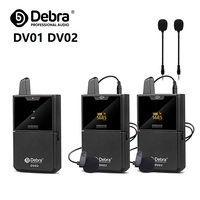 Debra DV01 DV02 UHF Wireless Lavalier Microphone with Audio Monitor 50M Range for DSLR Cameras Phones Live Recording Interview