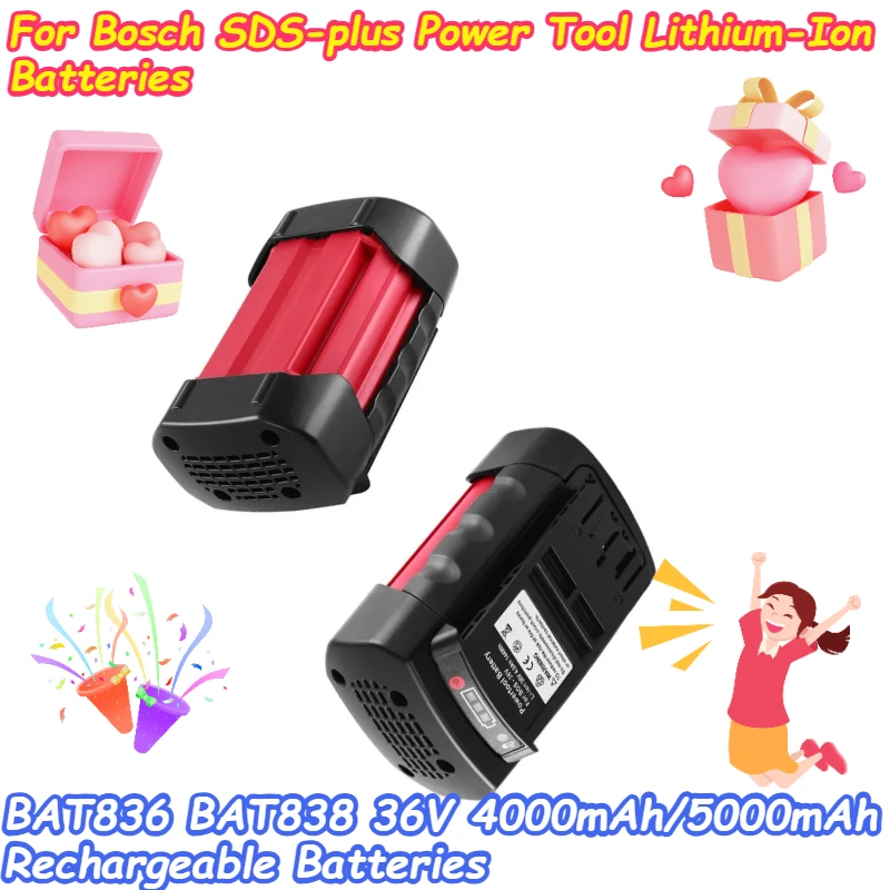 

36V 4000mAh/5000mAh Rechargeable Batteries For Bosch BAT836 BAT838 SDS-plus Power Tool Lithium-Ion Batteries