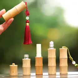 10/30/50pcs New Product Natural Bamboo Roll -On Bottle Essential Oil /Perfume Bottle Lip Balm Lip Stick Tube With tassel