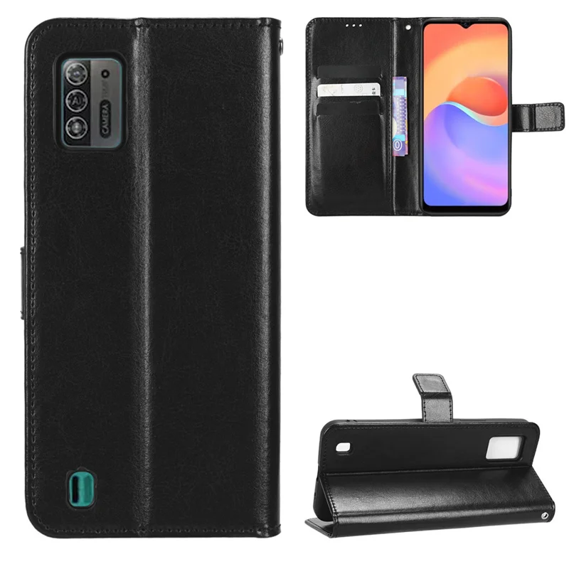 Para ZTE Blade A52 Lite funda de lujo resistente a los arañazos con tapa de cuero pu con cordón y soporte para ZTE Blade A52 Lite bolsa para teléfono