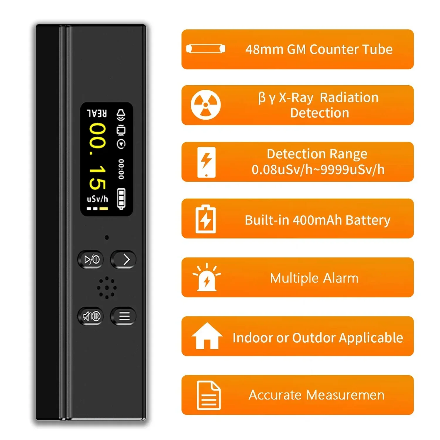 Nuclear Radiation Detector Geiger Counter High Accuracy Beta Gamma X-Ray Radiation Monitor, Professional Mini Radioactive Tester