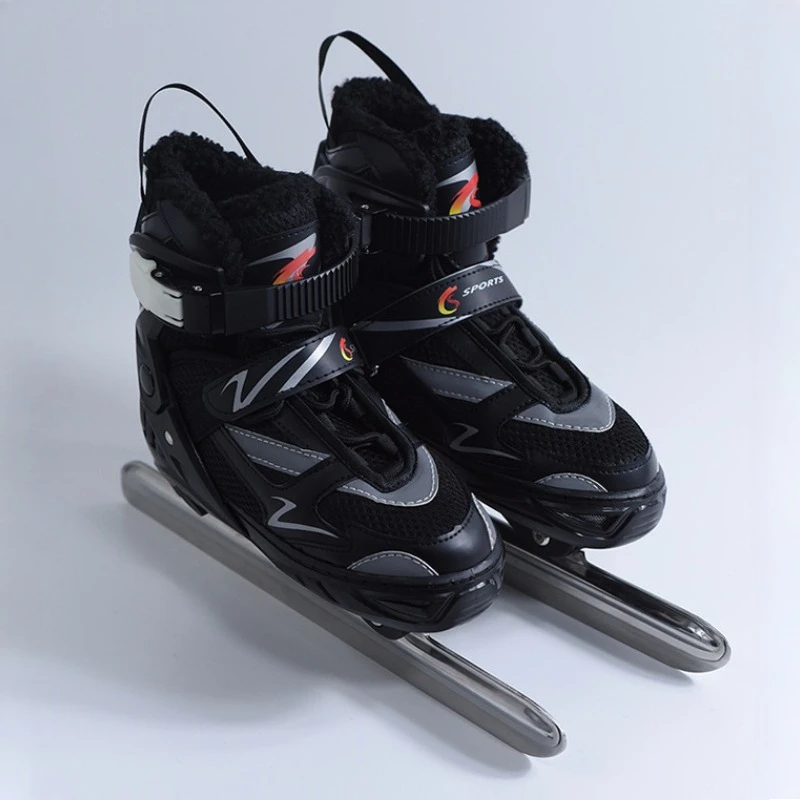 

Adjustable Ice Skates for Kids Adults Warm Fleece Lined Speed Skating Shoes Steel Blade Ice Hockey Boots Winter Training Skates