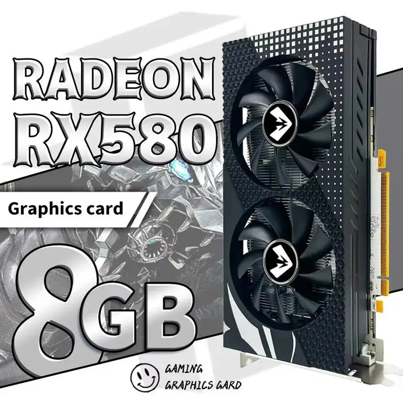 New! AMD Radeon RX580 8G Graphics Card GDDR5 Memory 256Bit Gaming Card HDMI-compatible DP Interface for Desktop Computer