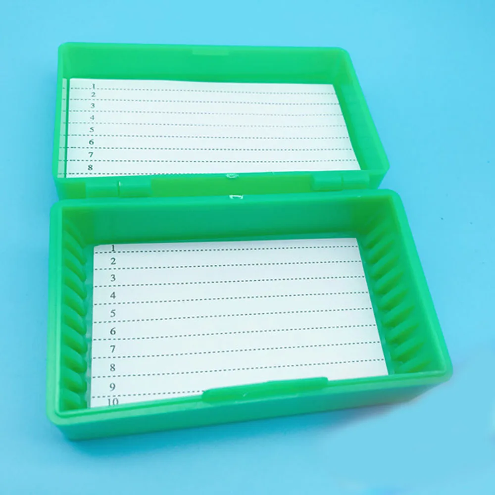 2Pcs Plastic Rectangle Microscope Glass Holder Slide Box for 10 Slides laboratory supplies