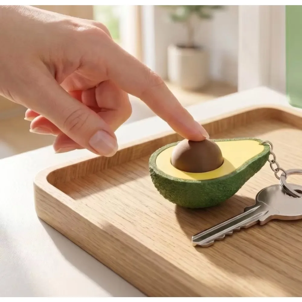 Cute avocado pinching keychain, backpack decoration, adult squeeze toy, portable small gift. Pa pa sound