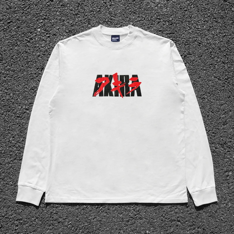 Akira Graphic Print T Shirt Oversized Skateboard Long sleeves Y2K Clothes Spring and Autumn Harajuku Street 100 Cotton Tshirt