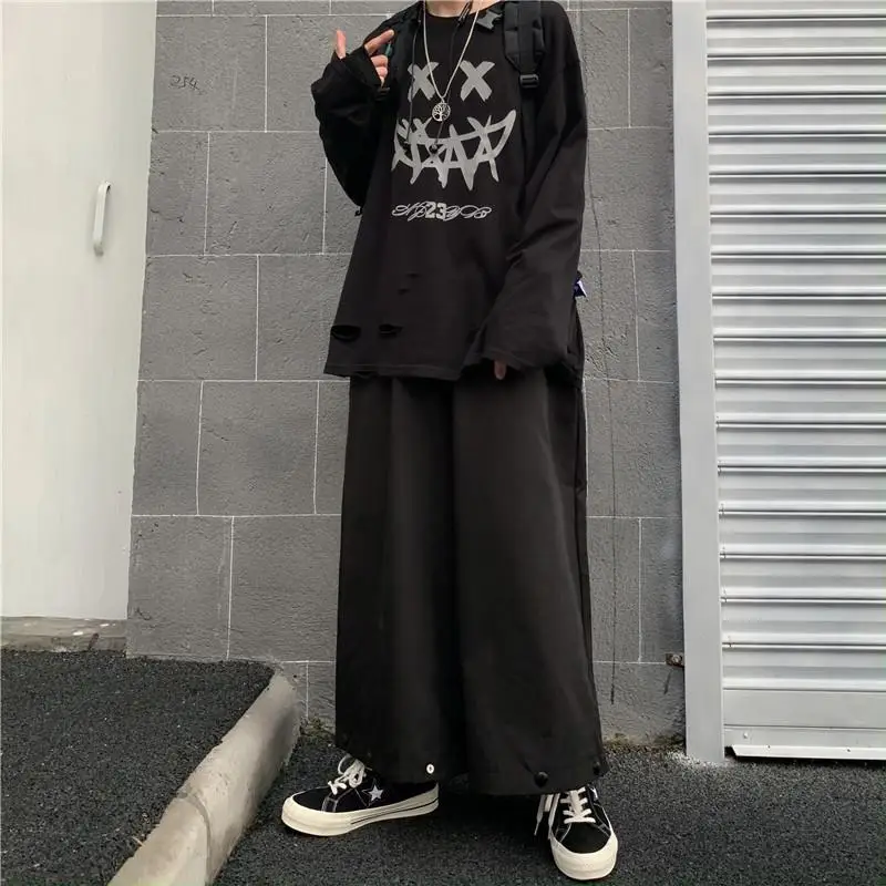 

Брюки-шаровары женские свободные однотонные универсальные Harajuku повседневные до щиколотки модные шикарные весенние базовые брюки в японском стиле новая уличная одежда