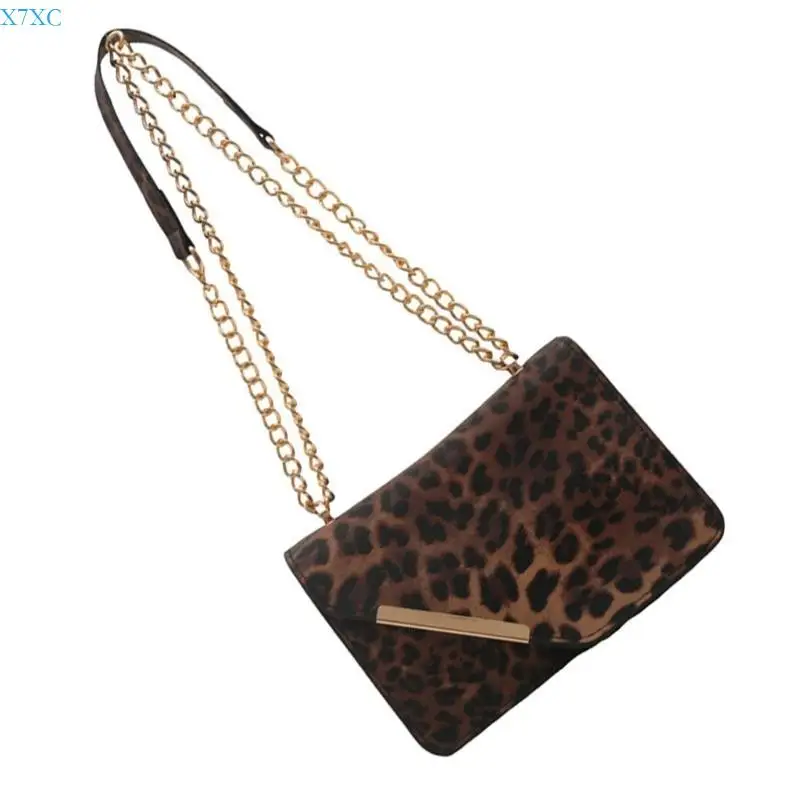 

X7XC Modern Leopard Pattern Bag with Chain Detail Shoulder Bags for Fashion Women