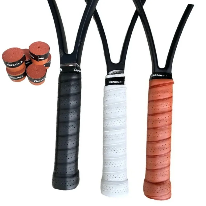 2/10 Peças de Grips de Tênis Marrons Grossos Antiderrapantes Perfurados, Grips de Badminton, Overgrip para Raquete de Pickleball, Grip para Guidão de Bicicleta, Padel