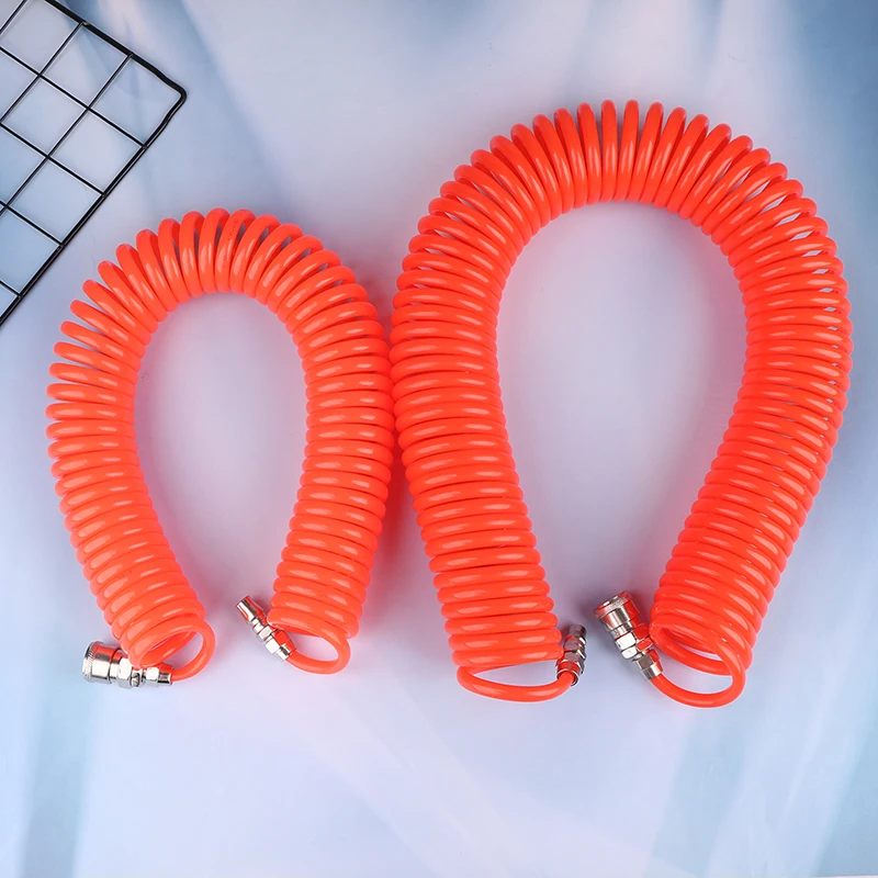 1pc Air Compressor PU Pneumatic Hose Telescopic Spring Spiral Tube 9/15Meters SP20 PP20 Connector Power Tool Parts