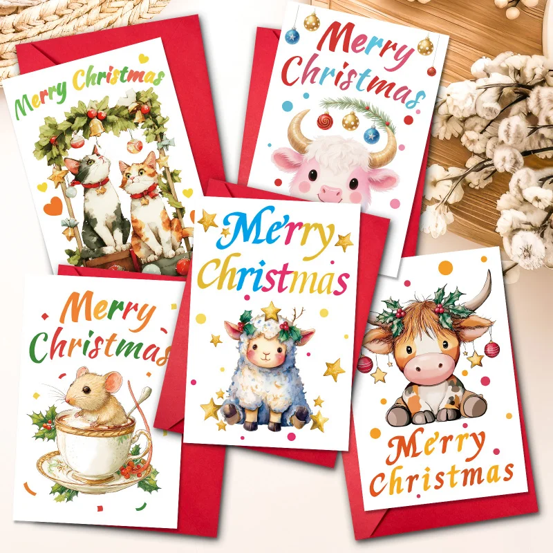 10 قطعة بطاقة معايدة عيد الميلاد عطلة نعمة بطاقة قابلة للطي بطاقة دعوة بطاقة المعايدة مكتوبة بخط اليد بطاقة رسالة شكر