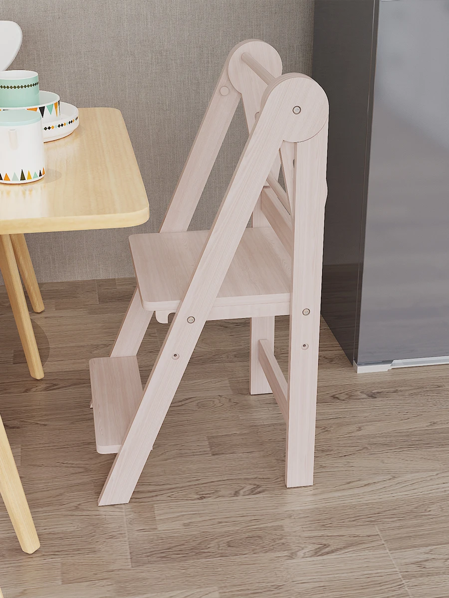 Foldable hand washing and stepping stool, washing steps, solid wood steps with armrest, anti slip