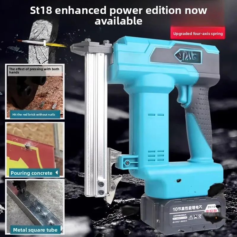Elektrische Nagelpistole für den Haushalt, wiederaufladbar, Lithium-Batterie, Stahlwand, Kanäle, Tür, Gas, Nagelpistole