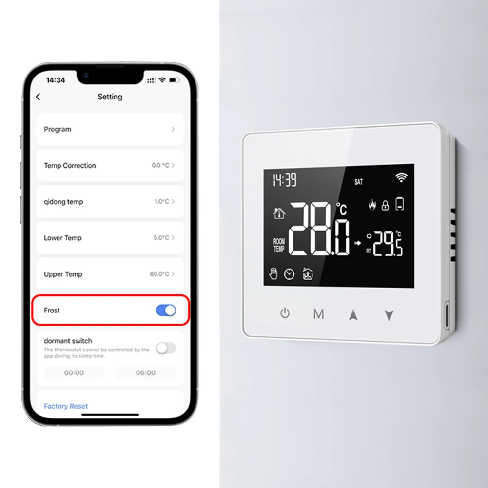 

Термостат с питанием от батареи Wi-Fi, совместимый с приложением Alexa Google Home Tuya, терморегулятор для умного дома