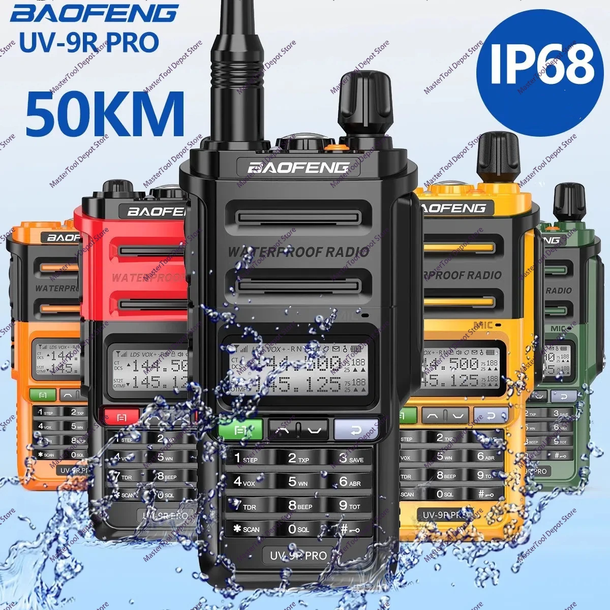 Baofeng UV-9R PRO IP68 Waterproof Interphone High Power 50km Dual Band VHF UHF Type-C Long Range UV-9R Plus Portable CB Ham Two